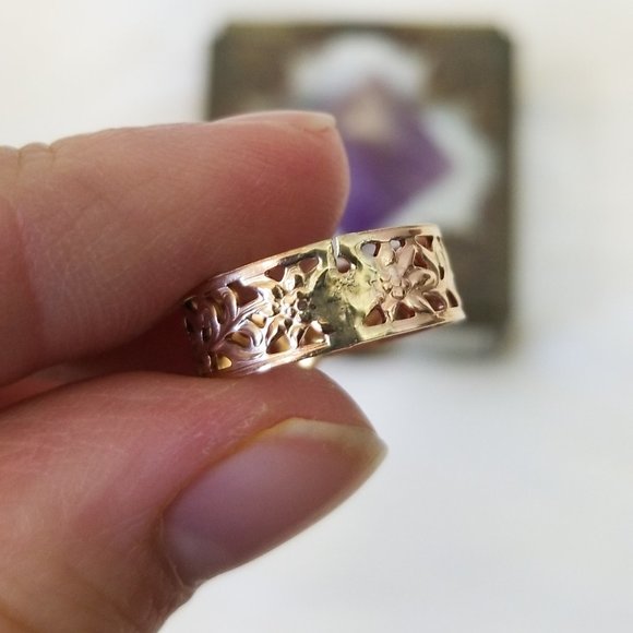{nwt} Wide 14k Gold Vermeil Wildflower Midi Ring - Picture 7 of 7